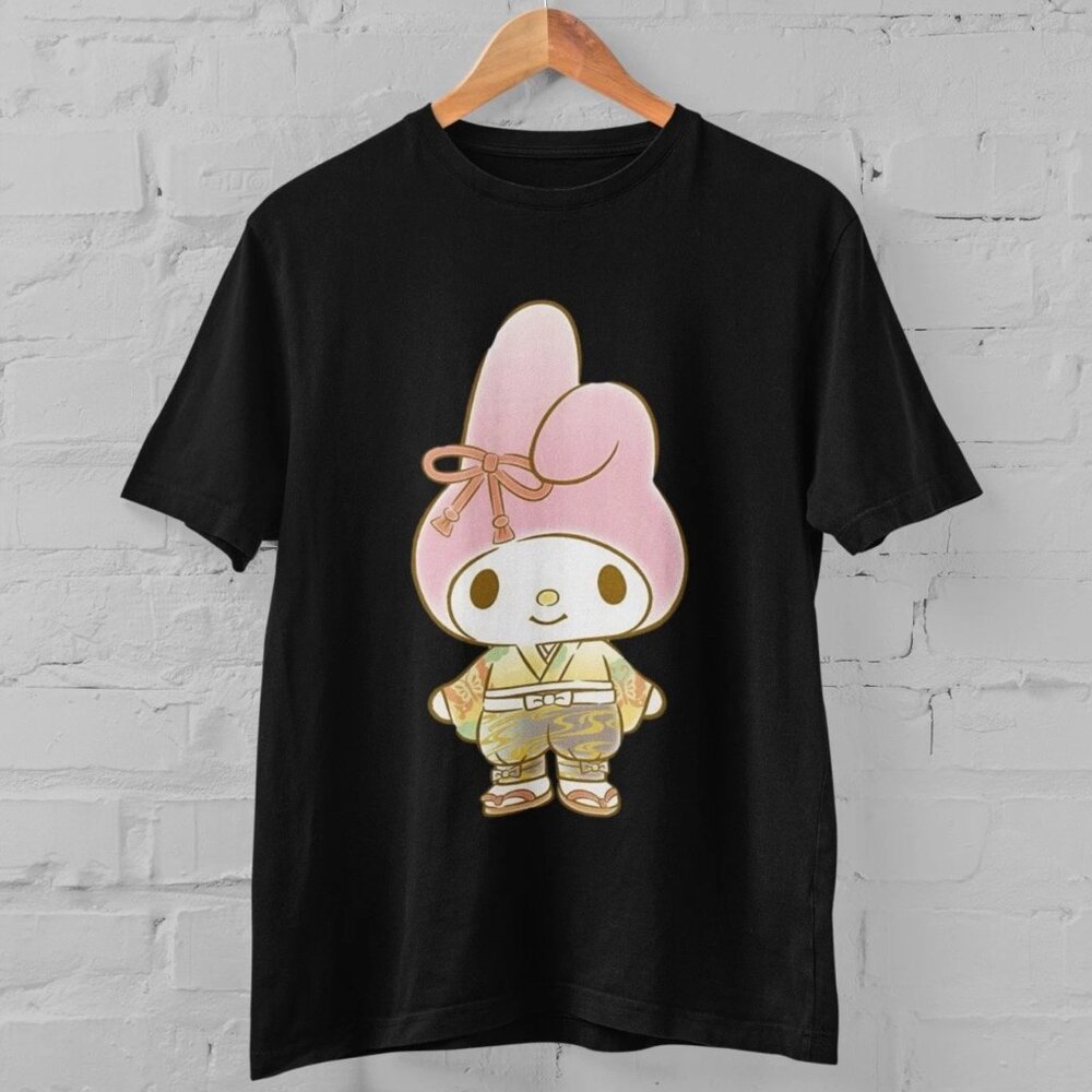 Sanrio My Melody Japanese Kimono Style Black Cute Graphic Kawaii T-Shirt  166